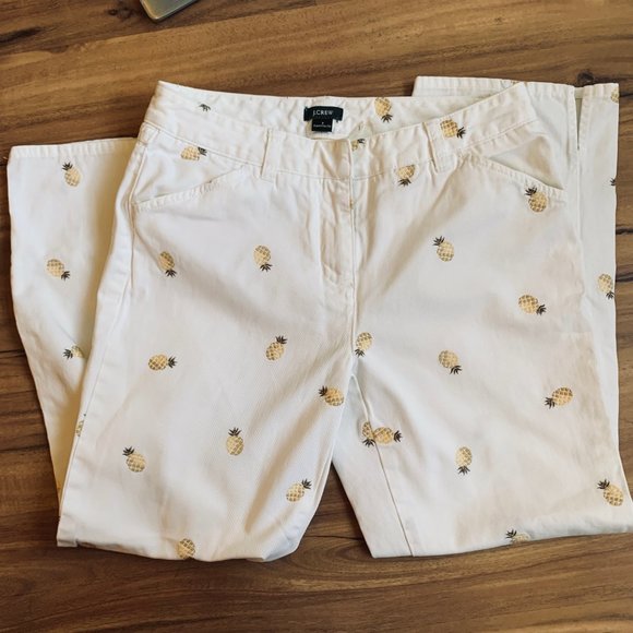 J Crew Pineapple Embroidered Capri Pants - Picture 5 of 7